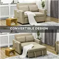 HOMCOM Loveseat Sofa Bed, Convertible Bed Settee with 2 Cushions, Side Pockets for Living Room, Light Brown - 4