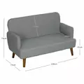 HOMCOM Velvet Feel Fabric 2 Seater Sofa, Small Sofa Loveseat with 21cm Thick Padding and Wood Legs, Grey - 3