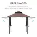 Outsunny 2.4 x 1.5 m (8' x 5') Grill Gazebo Canopy with Extendable Side Awnings, Outdoor BBQ Gazebo Shelter with 2 Side Shelves for Garden, Patio, Barbecue, Picnic, Coffee - 4