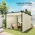 Outsunny 3 x 3 m Retractable Roof Pergola, with Curtains - Beige - 5