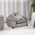 PawHut Dog Sofa for XS and S Size Dogs, Pet Chair Bed with Soft Cushion, Cat Sofa  Couch with Washable Cover, Wooden Frame, 66.5 x 45 x 35.5 cm, Grey - 2