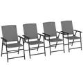 Outsunny Set of Four Folding Rattan Seat Chairs - Grey - 1