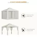 Outsunny 3 x 3 m Metal Gazebo, Garden Pavillion, Double Roof Outdoor Canopy Shelter with Mesh Sidewalls, Cream White - 4