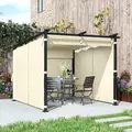 Outsunny 3 x 3 m Retractable Roof Pergola, with Curtains - Beige - 9