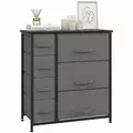 HOMCOM Chest of Drawers with 7 Drawers, Fabric Drawers with Large Storage Space, Drawers Dresser with Metal Frame, Adjustable Feet for Bedroom Living Room, Dark Grey - 1