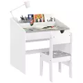 AIYAPLAY Children Study Table and Chair, Kids Desk and Chair Set with Storage, Pull-Out Drawer, for Ages 3-6 Years, Grey - 1