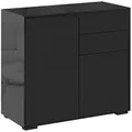 HOMCOM High Gloss Frame Sideboard, Push-Open Design with 2 Drawers for Living Room, Bedroom, 74H x 79W x 36Dcm, Black - 1
