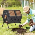 Outsunny 130L Double Chamber Composter - Black - 2