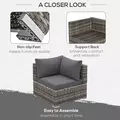 Outsunny Outdoor PE Rattan Corner Sofa, Garden Wicker Furniture Single Sofa Chair w/ Cushions, Deep Grey - 6