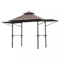 Outsunny 2.4 x 1.5 m (8' x 5') Grill Gazebo Canopy with Extendable Side Awnings, Outdoor BBQ Gazebo Shelter with 2 Side Shelves for Garden, Patio, Barbecue, Picnic, Coffee - 1