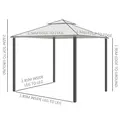 Outsunny 3 x 3 m Metal Gazebo, Garden Pavillion, Double Roof Outdoor Canopy Shelter with Mesh Sidewalls, Cream White - 3