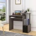 HOMCOM Computer Desk with Sliding Keyboard Tray Storage Drawer Shelf Home Office Workstation Grey - 2