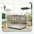 PawHut Foldable Dog Crate with 2 Doors with Tray, Soft Cushion, for Small Dogs, 75 x 49 x 53 cm, Black - 3