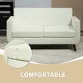 HOMCOM Two-Seater Linen-Look Sofa - Cream - 4