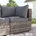 Outsunny Outdoor PE Rattan Corner Sofa, Garden Wicker Furniture Single Sofa Chair w/ Cushions, Deep Grey - 2