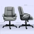 HOMCOM Linen-Look Padded Office Chair - Grey - 3