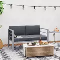 Outsunny Two-Seater Aluminium Garden Sofa - Grey - 8