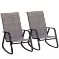 Outsunny Set of Two Rocking Garden Chairs - Light Brown - 1