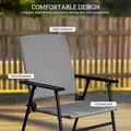 Outsunny Set of Four Folding Rattan Seat Chairs - Grey - 5