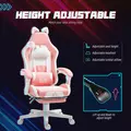 HOMCOM Cat Ear and Paw Reclining Office Chair, with Footrest - Pink/White - 5