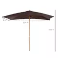 Outsunny 2 x 3m Wooden Garden Parasol Umbrella Outdoor Sun Shade Canopy, Dark Coffee - 3