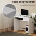 HOMCOM 100cm Compact Computer Desk with Keyboard Tray, Home Office Desk with Drawer for Bedroom Study, White - 5