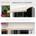 Outsunny Manual Retractable Awning, 3x2.5 m-Ivory White - 6
