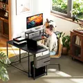 HOMCOM 168cm Reversible L Shaped Desk, Industrial Corner Computer Desk with Adjustable Shelf and Storage Bag, 240cm 2 Person PC Table with Monitor Stand, Black - 8