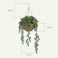 HOMCOM Set of 2 Decorative Artificial Plants, Faux Silk Lavender Flowers in Hanging Baskets, Fake Plants for Home Indoor Outdoor Decor, Purple - 3