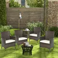 Outsunny 4 PC Rattan Chair Set, Patio Sofa Chairs Set, Cushioned Outdoor Rattan Furniture - 2