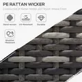 Outsunny Armless Rattan Garden Chair, Outdoor Rattan Chair with Cushions, PE Wicker Garden Furniture with Steel Frame, Adjustable Footpads for Garden, Terrace, Deep Grey - 4