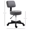 HOMCOM Beautician's Swivel Salon Chair w/ Padded Seat Back 5 Wheels Adjustable Height Salon Hairdressers Tattoo Spa Rolling Cushion Professional 35cm Grey - 3