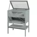 PawHut Wooden Hamster Cage 3 Tier House w/ Storage Shelf, Openable Top for Gerbils, Grey - 8