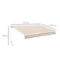 Outsunny Manual Retractable Awning, 3x2.5 m-Ivory White - 3
