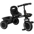 AIYAPLAY Kids Trike for 2-5 Years with Adjustable Seat, Pedal, Baskets, Black - 1