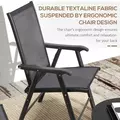 Outsunny Set of Four Folding Garden Chairs - Charcoal Grey - 4
