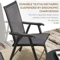 Outsunny Set of Four Folding Garden Chairs - Charcoal Grey - 4
