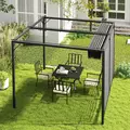 Outsunny 3 x 2.8m Metal Pergola, with Retractable Fabric Roof - Grey - 7