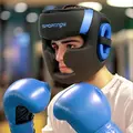 SPORTNOW Boxing Headguard w/ Adjustable Strap for Sparring, Kickboxing, MMA, Blue/Black - 2