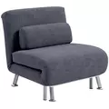 HOMCOM Single Velvet-Feel Sleeper Chair - Charcoal Grey - 1