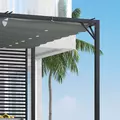 Outsunny 3 x 2.8m Metal Pergola, with Retractable Fabric Roof - Grey - 9