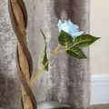 Outsunny Set of 2 Artificial Plants White Rose Floral in Pot, Fake Plants for Home Indoor Decor, 90cm, Light Blue - 8