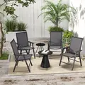 Outsunny Set of Four Folding Garden Chairs - Charcoal Grey - 2