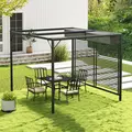 Outsunny 3 x 2.8m Metal Pergola, with Retractable Fabric Roof - Grey - 2