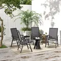 Outsunny Set of Four Folding Garden Chairs - Charcoal Grey - 7