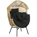Outsunny String Rattan Egg Chair, with Padded Seat Cushion - Sand/Black - 1