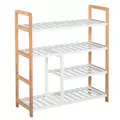 HOMCOM 4 Tier Shoe Racks Storage Stand Shelf Organizer Wood Frame 78 x 68 x 26 cm Hallway Furniture - 1