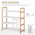 HOMCOM 4 Tier Shoe Racks Storage Stand Shelf Organizer Wood Frame 78 x 68 x 26 cm Hallway Furniture - 4