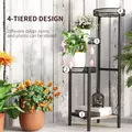 Outsunny Four-Tier Steel Plant Stand - Black - 4