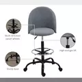 Vinsetto Ergonomic Drafting chair Adjustable Height w/ 5 Wheels Padded Seat Footrest 360° Swivel Freely Comfortable Versatile Use For Home Office - Grey - 6